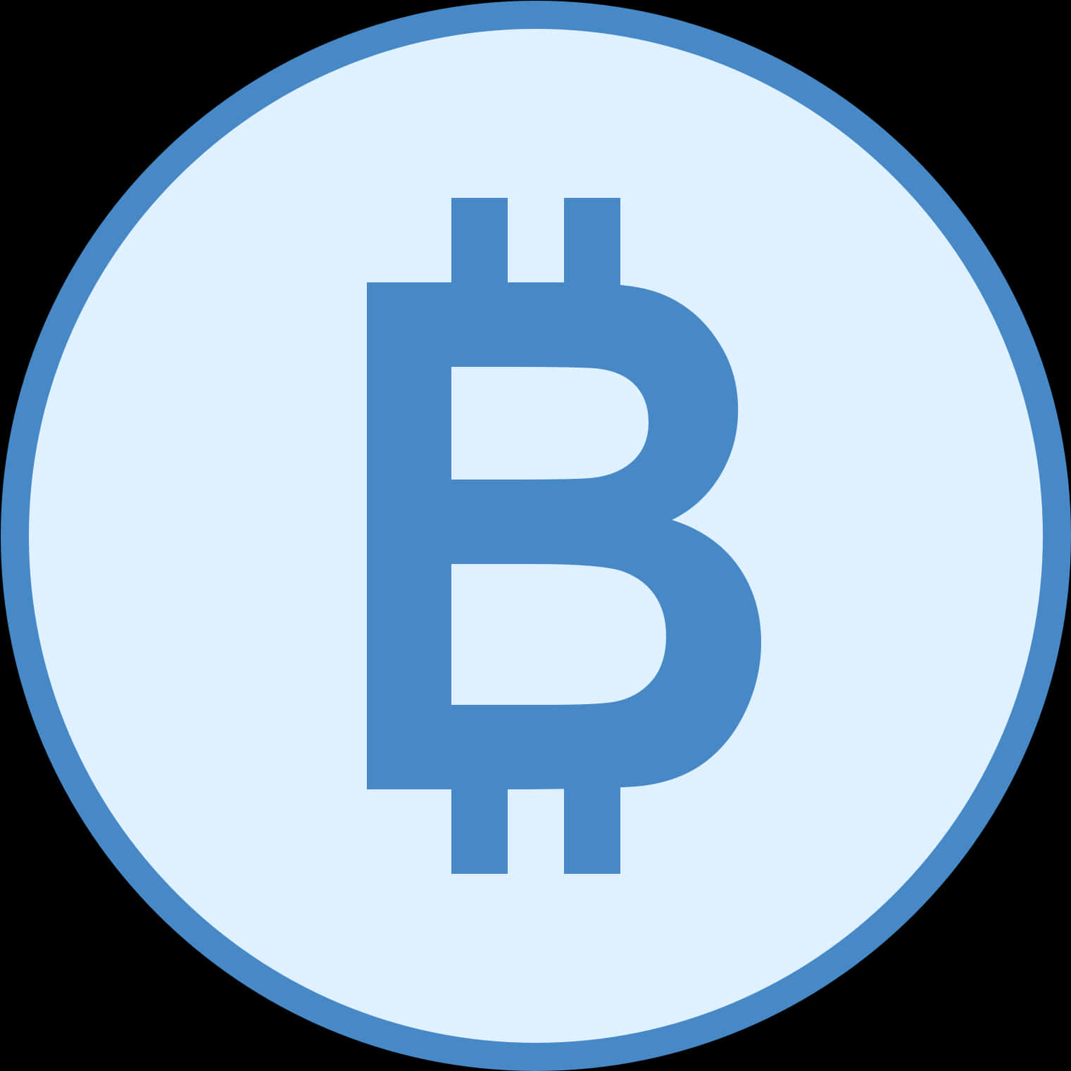 A Blue And White Circle With A Bitcoin Symbol