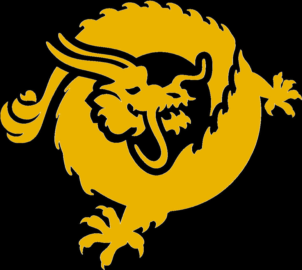 A Yellow Dragon With A Black Background