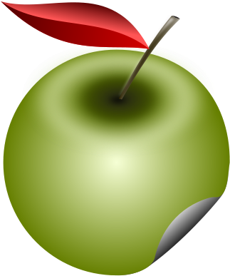 A Green Apple With A Red Leaf