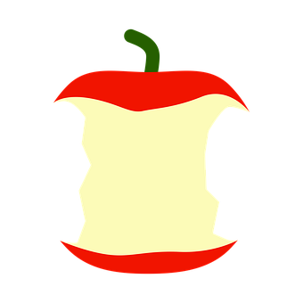 A Red Apple With A Green Stem And A White Core