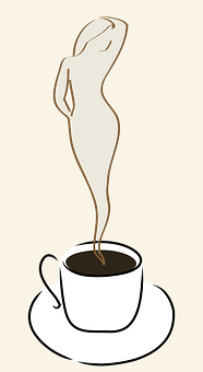 A Cartoon Of A Woman In A Cup Of Coffee
