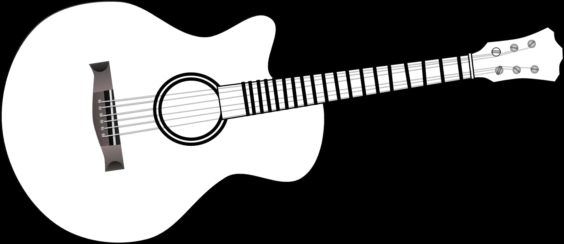 Black And White Acoustic Guitar Clipart