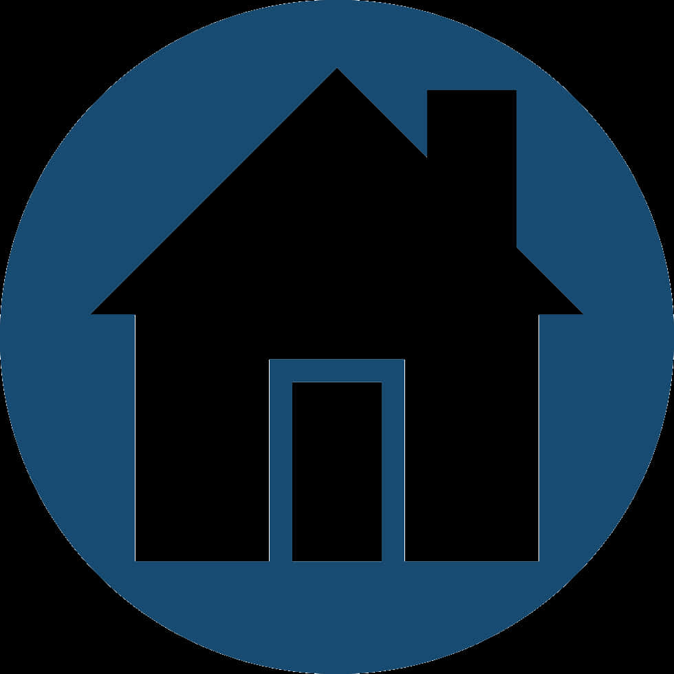 A Black House In A Blue Circle