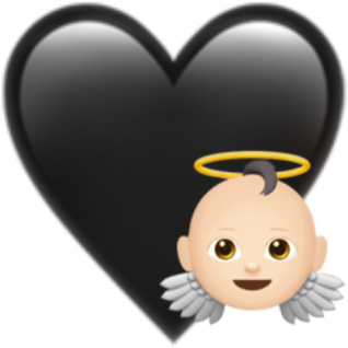 Black Angel Emoji Heart Png, Transparent Png