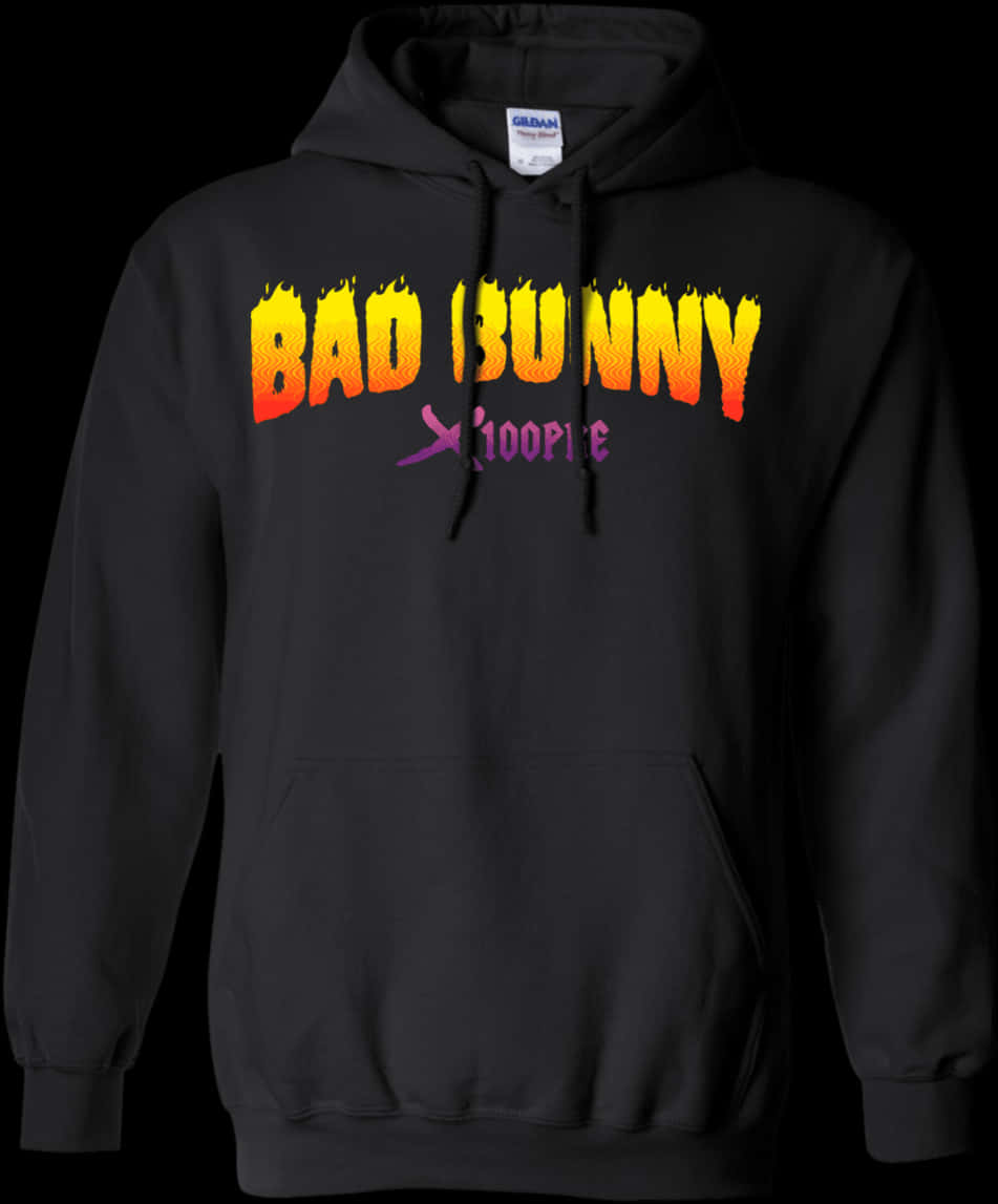 A Black Sweatshirt With Yellow And Red Text