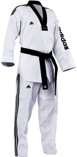 A White Karate Uniform With Black Belt