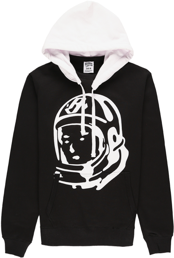 A Black And White Hoodie With A Face On It