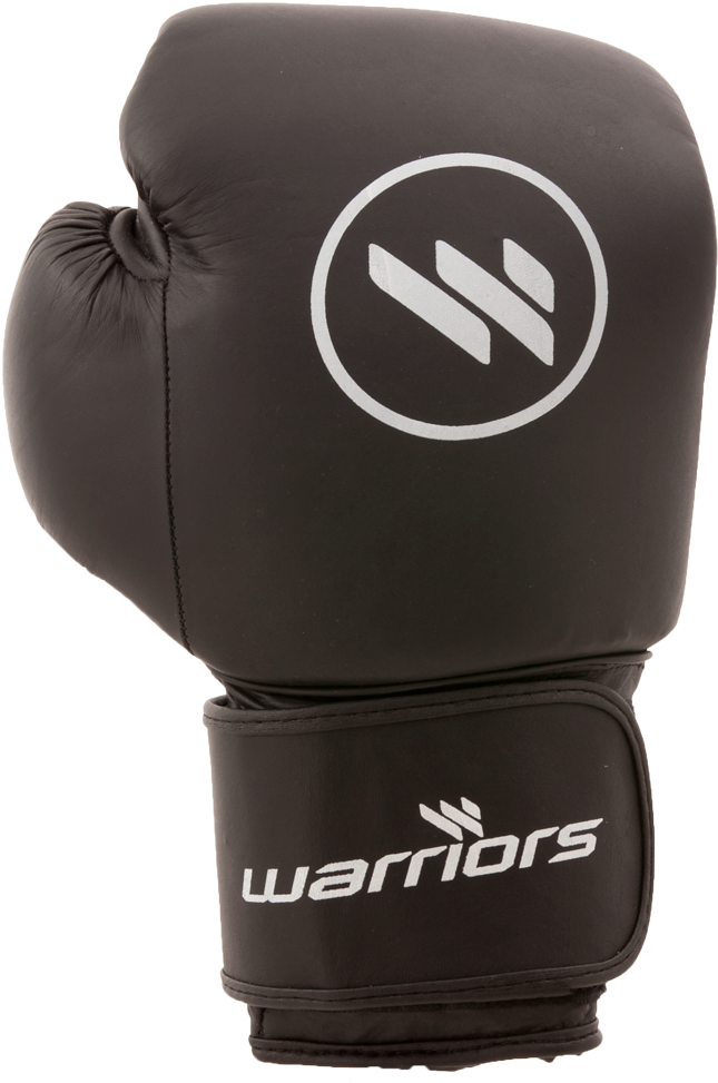A Black Boxing Glove With White Text