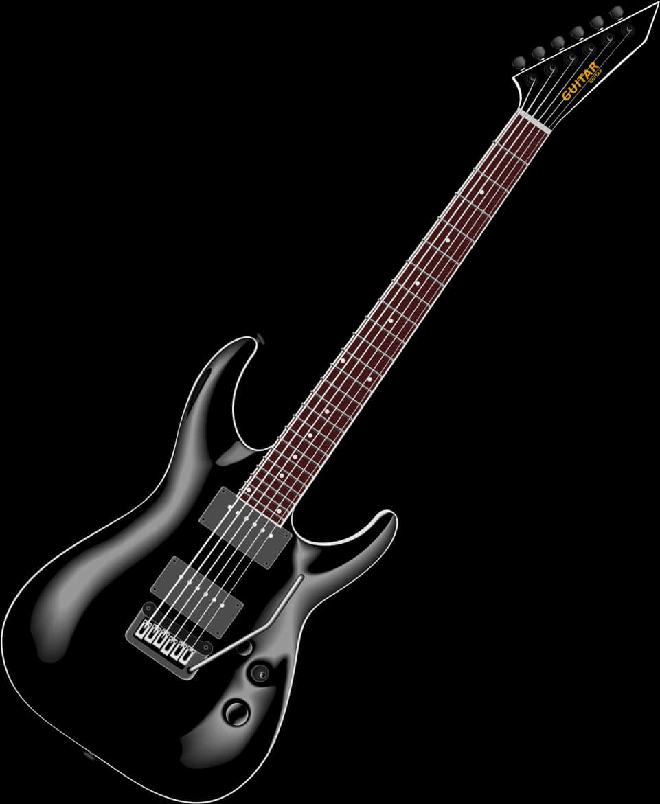 Black Cartoon Guitar With Glossy Finish
