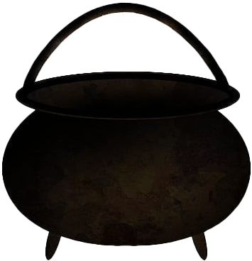 A Black Cauldron With A Handle