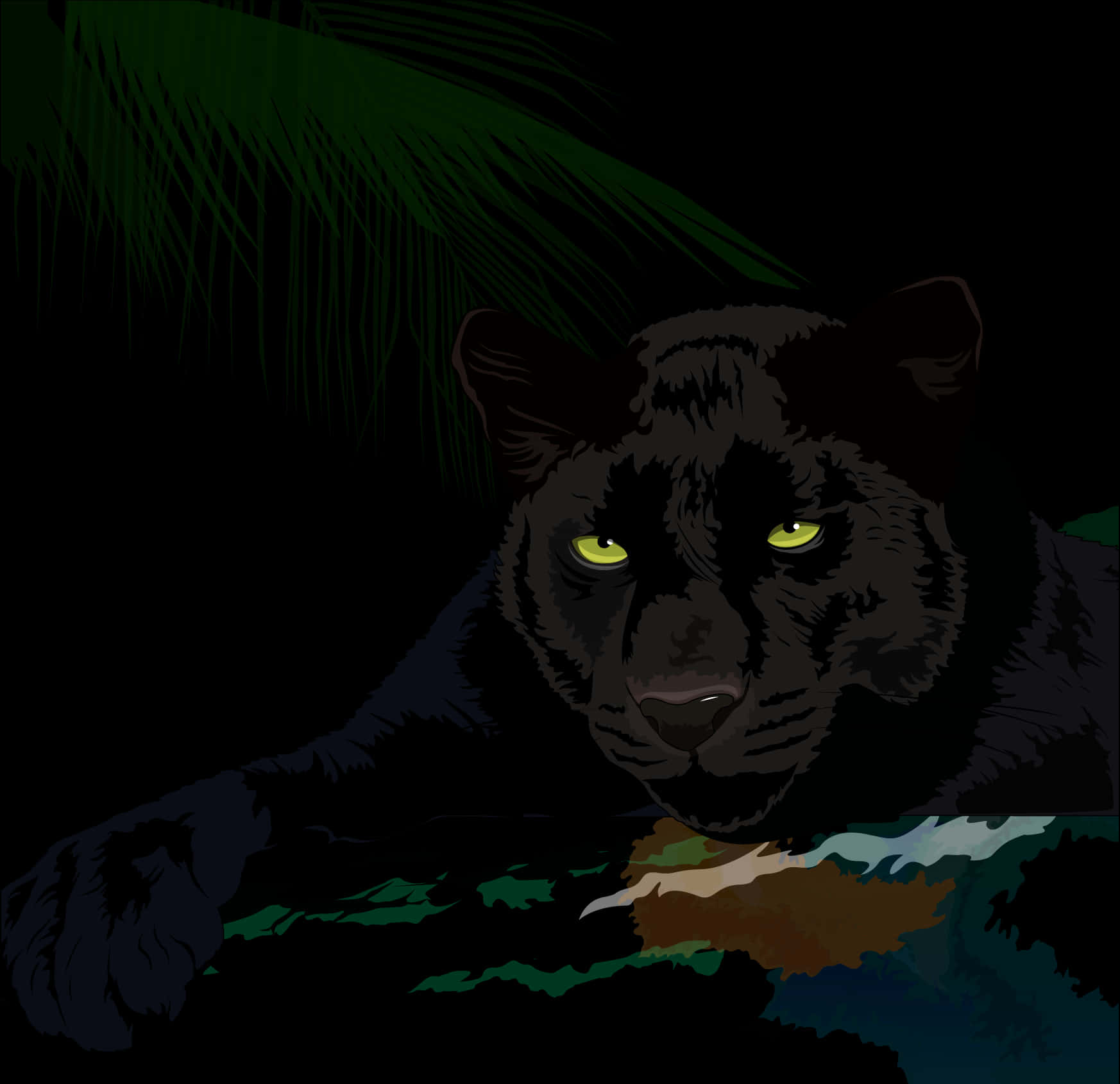 A Black Panther With Green Eyes