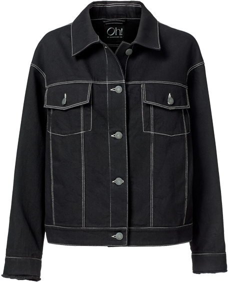 A Black Jacket With White Stitching