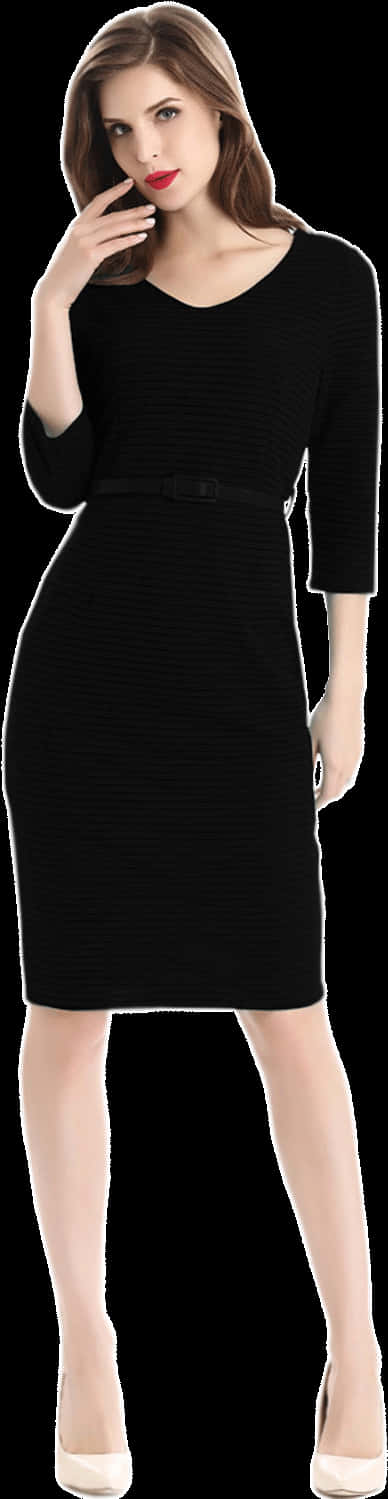 A Woman Wearing A Black Dress