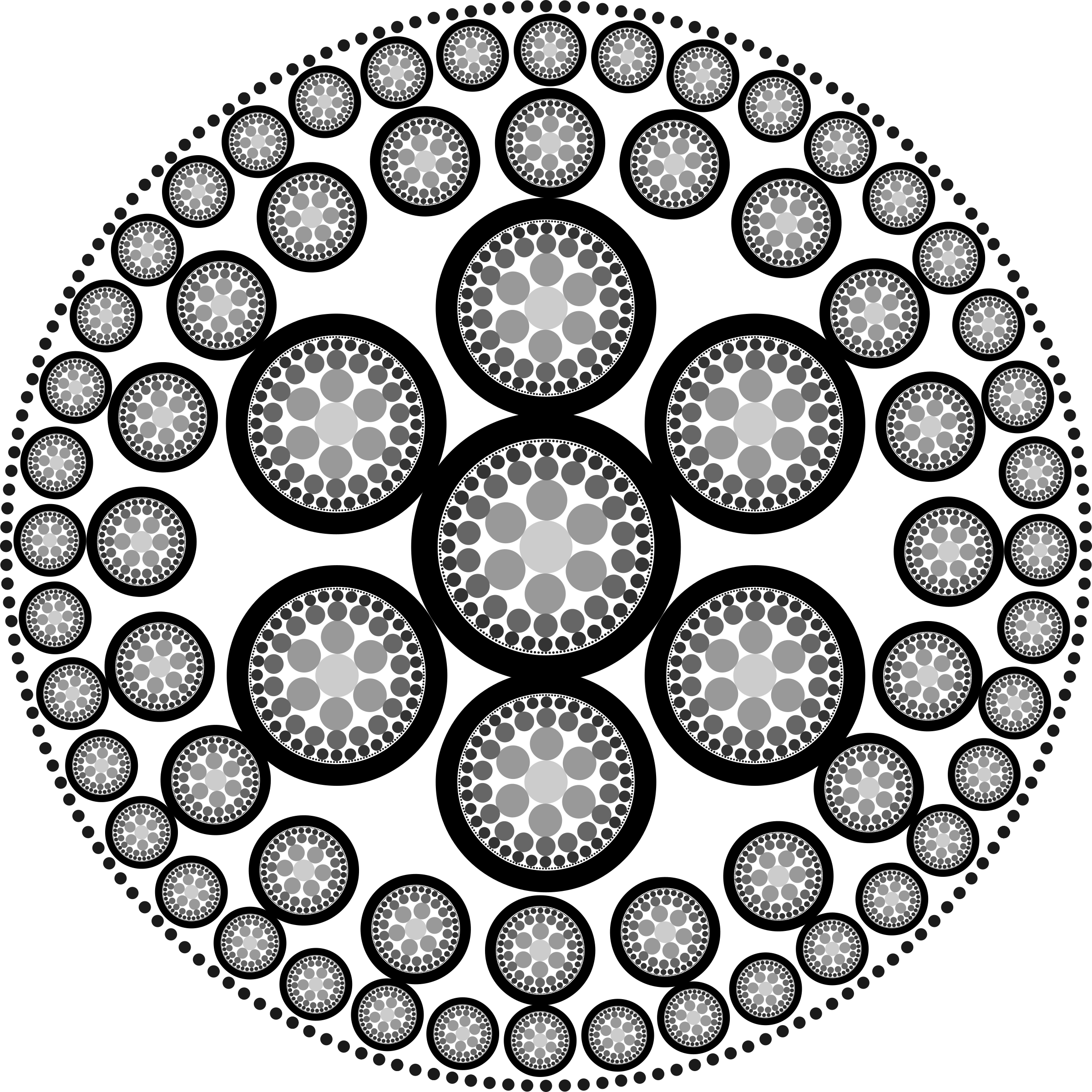 A Circular Pattern Of White And Gray Dots