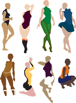 A Group Of Women In Different Poses