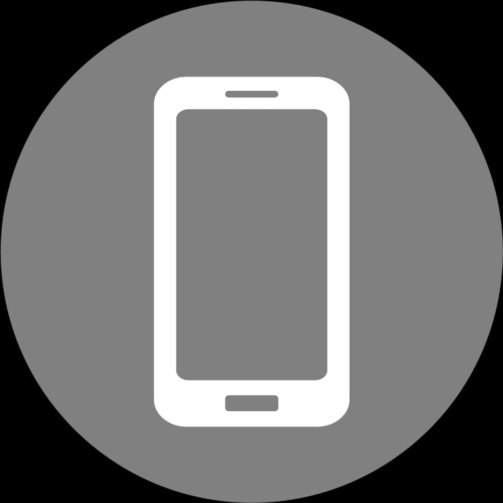 A White Cell Phone In A Grey Circle