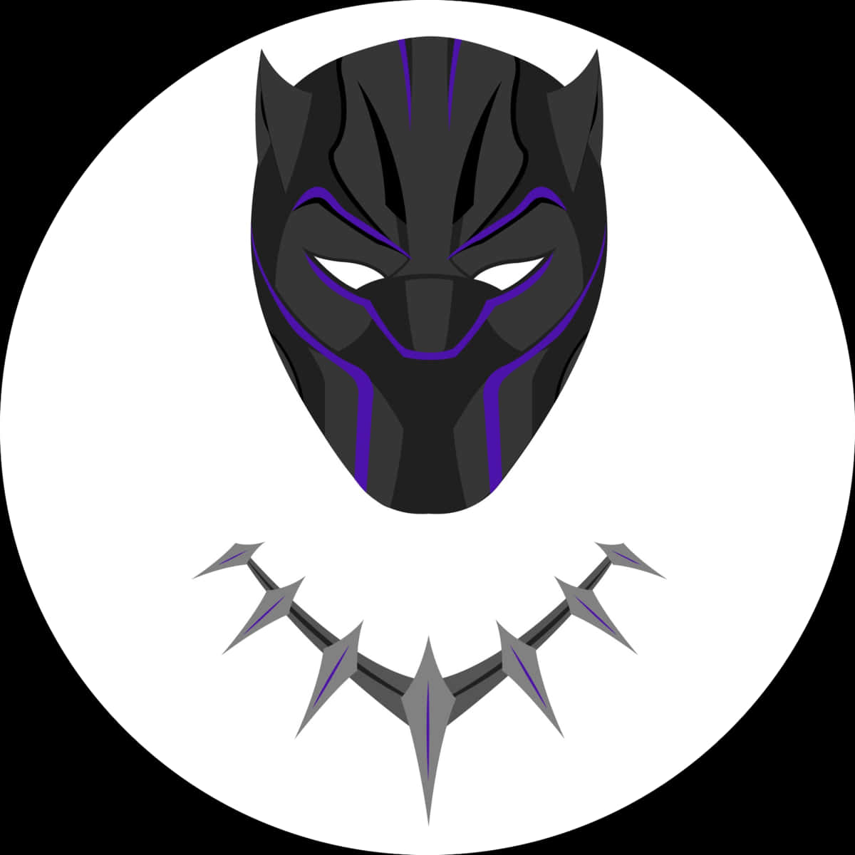 A Black Panther Mask With Blue Stripes