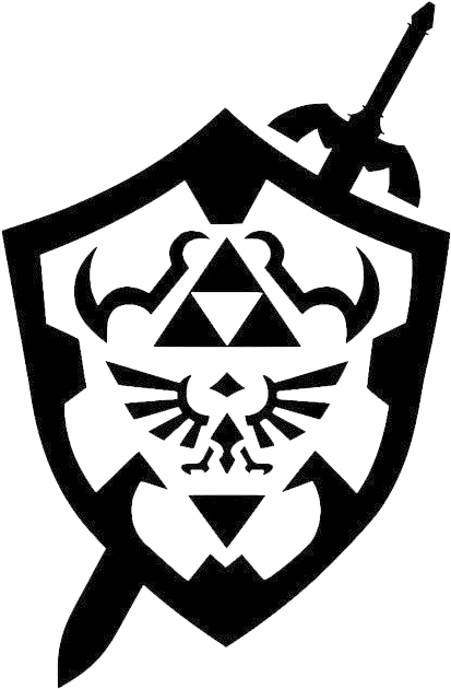A Black And White Image Of A Shield With A Triangle And Horns