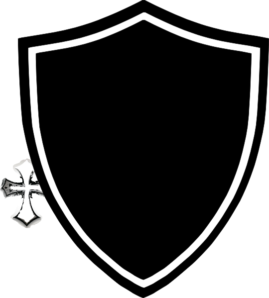 A Black Shield With A Cross On It