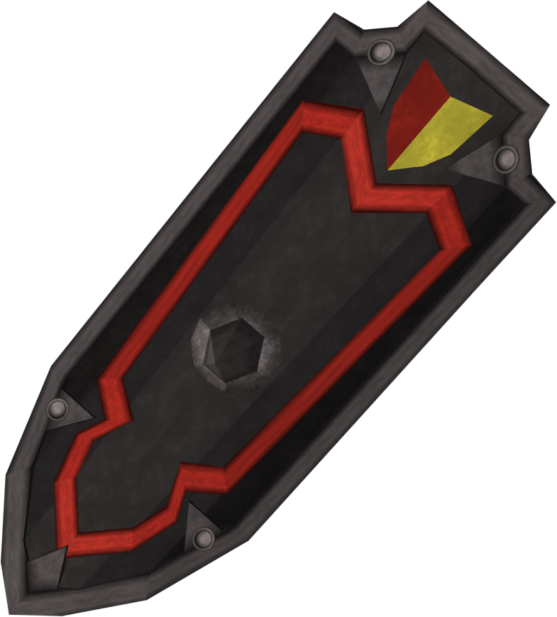 A Black And Red Shield With A Red Stripe