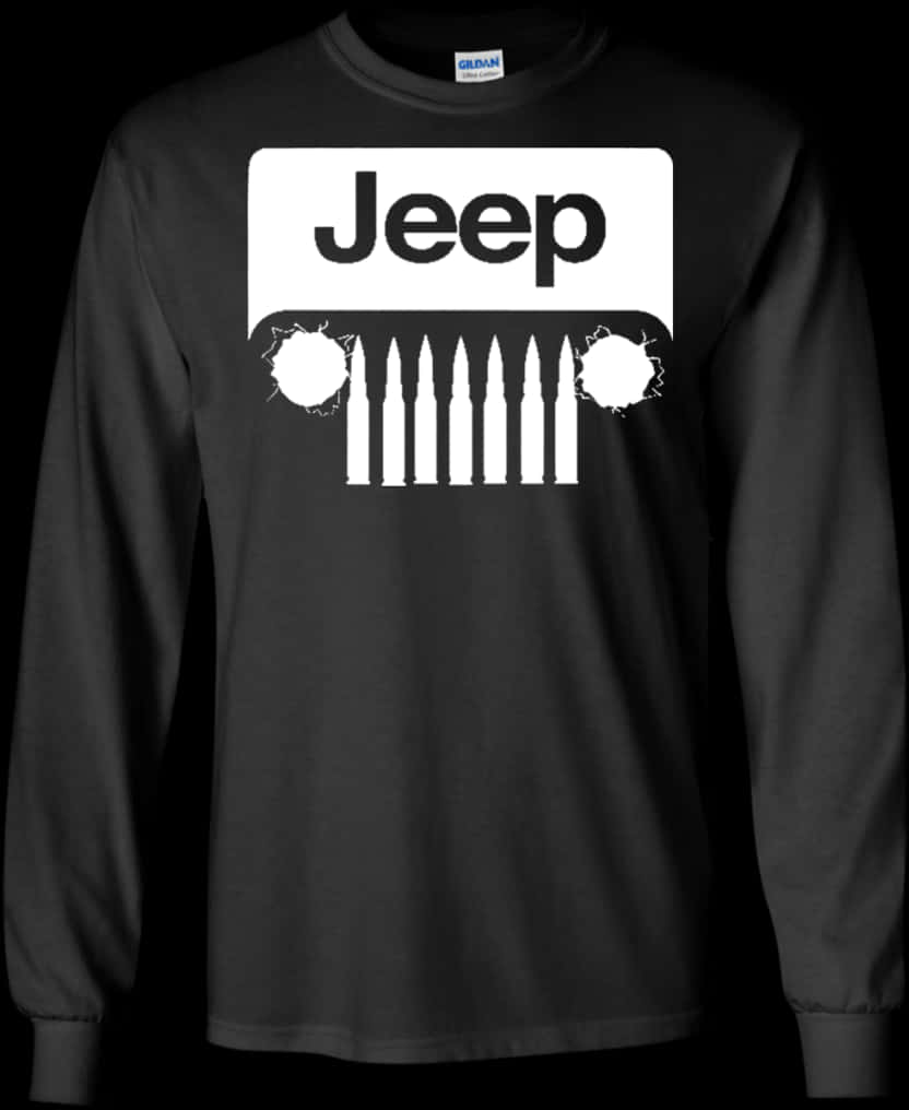 A Long Sleeved Black Shirt With A White Logo On It