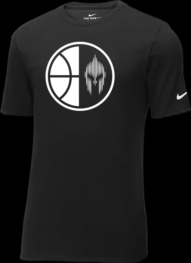 A Black Shirt With A White Logo