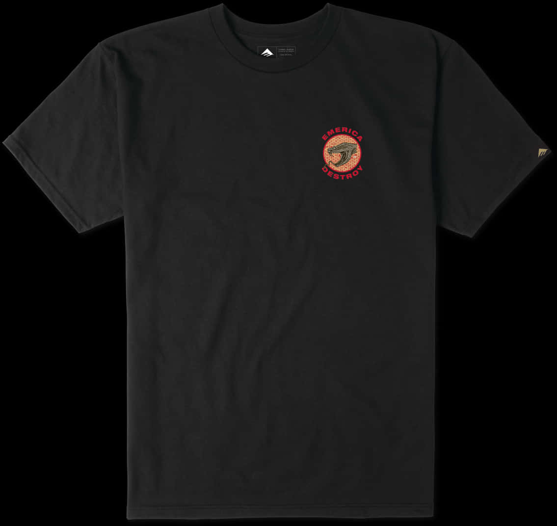 A Black T-shirt With A Logo On It
