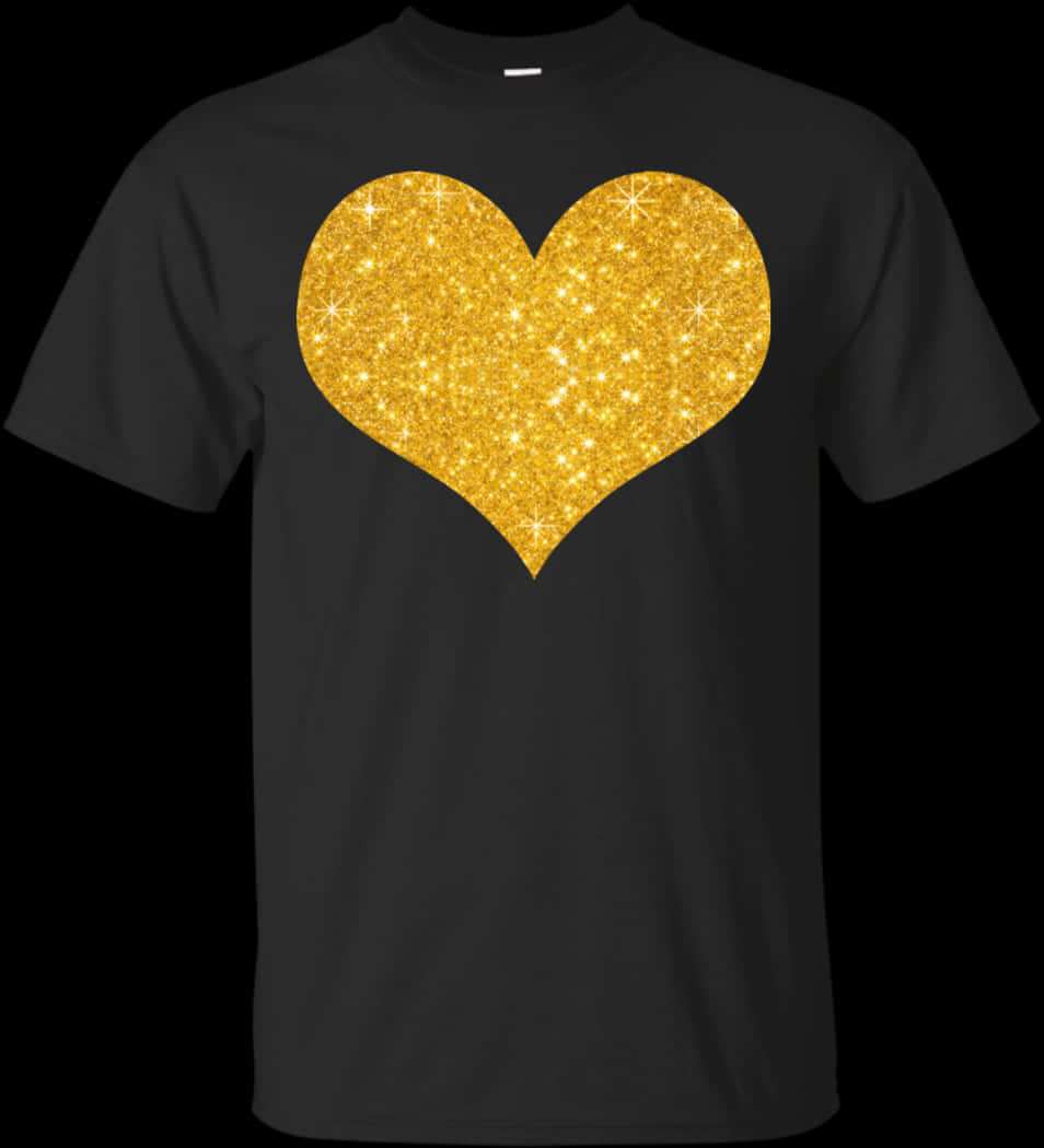 A Black Shirt With A Gold Heart On It