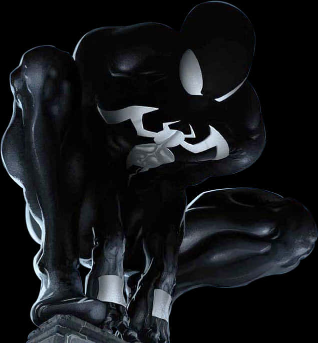 A Black And White Spiderman Statue