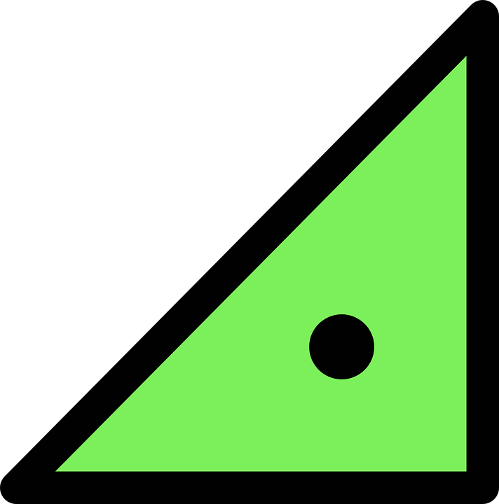 A Green Triangle With A Black Circle