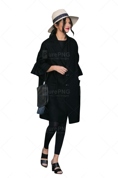 Black Woman Standing Png - Overcoat, Transparent Png
