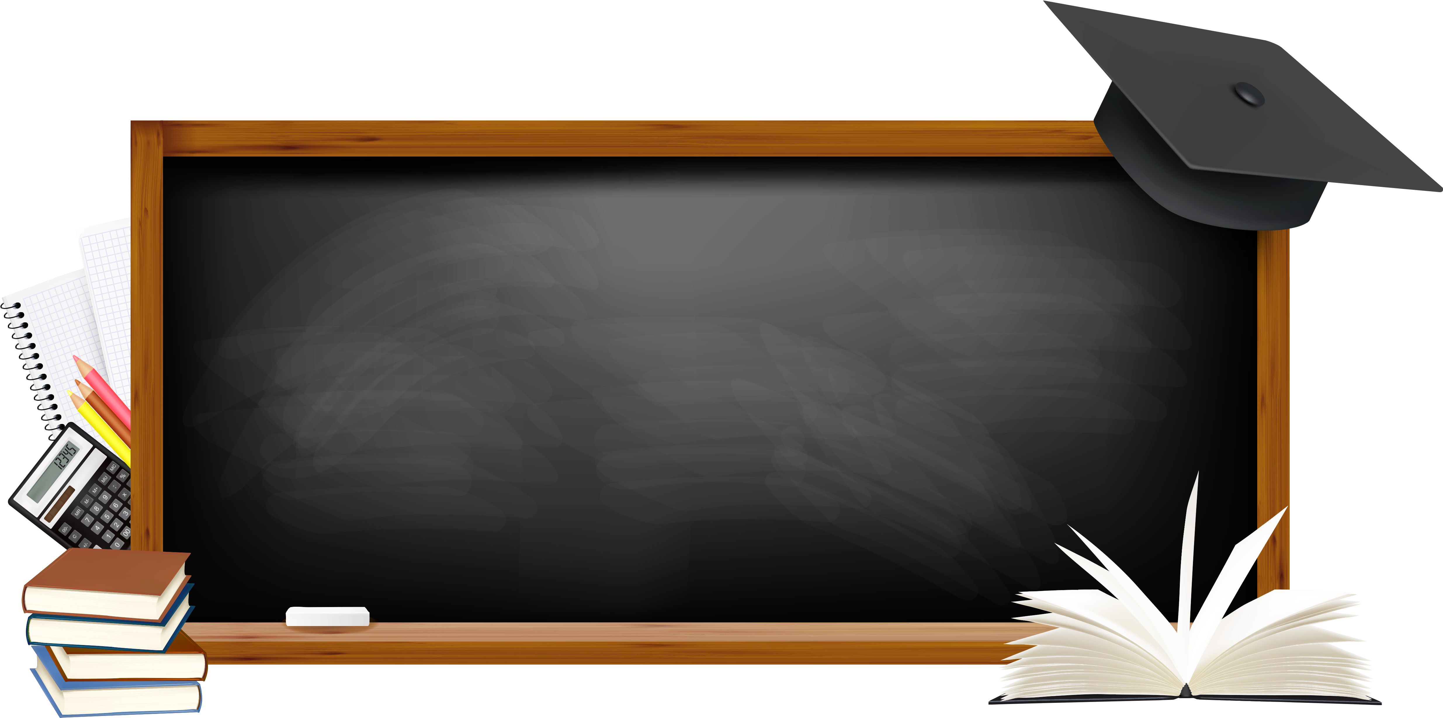 A Blackboard With A Book And A Pencil