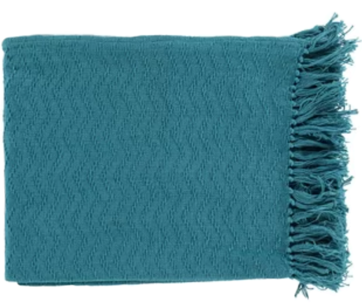 A Blue Blanket With Fringe