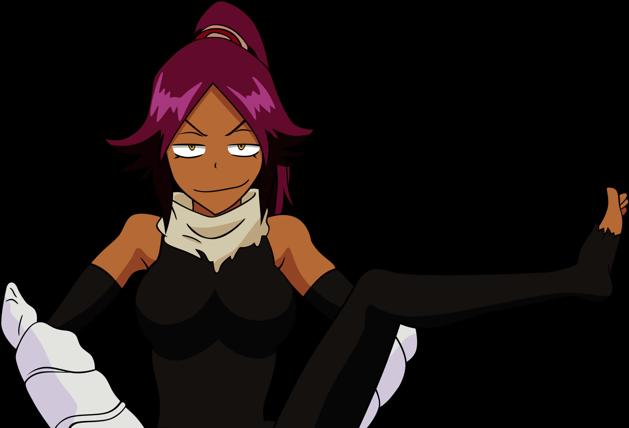 Cartoon Woman With Purple Hair And Black Outfit