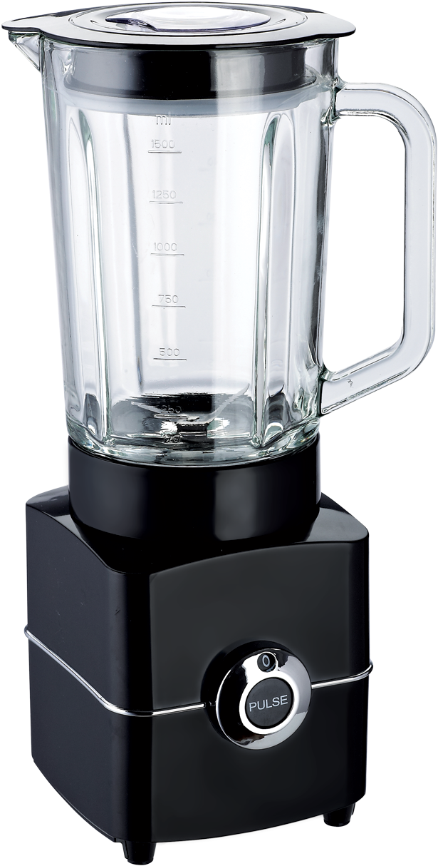 A Black Blender With A Clear Glass Container