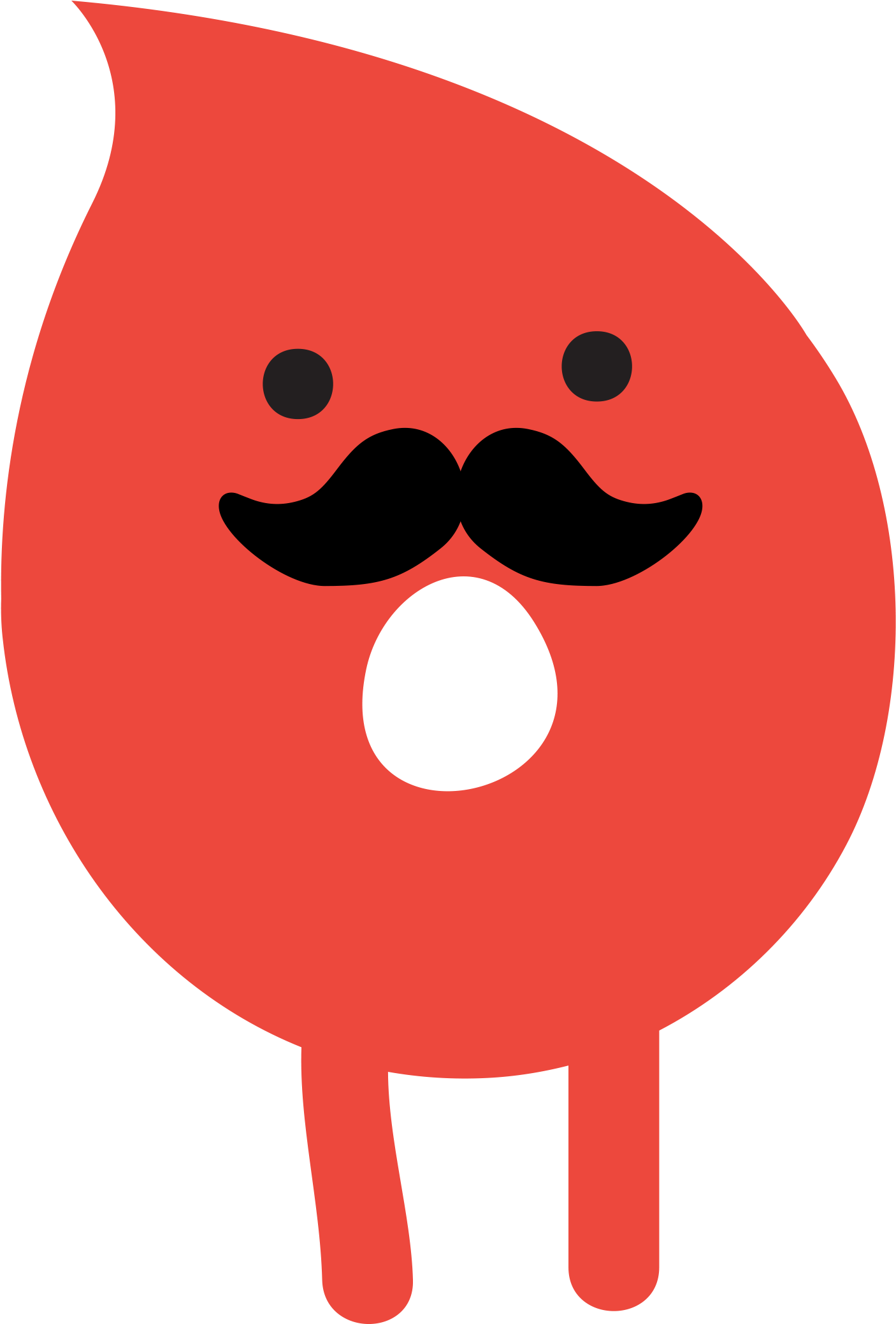 A Red Round Object With A Mustache