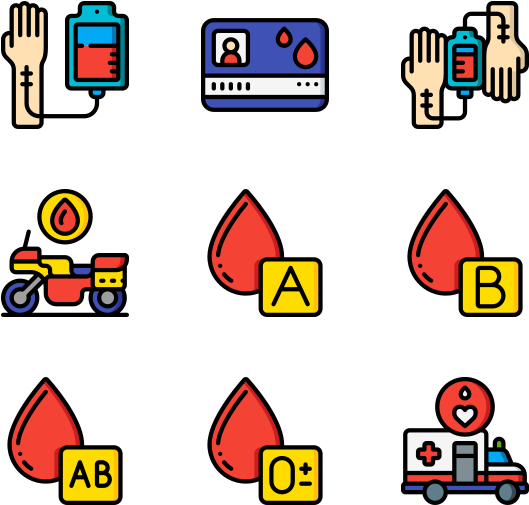 A Group Of Icons Of Blood Donation