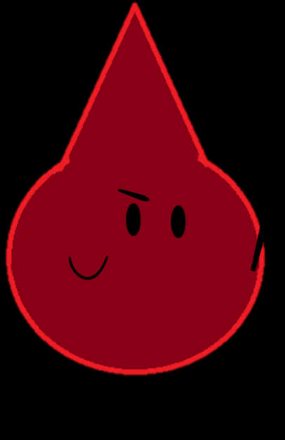 A Red Drop Of Blood With A Face Drawn On It
