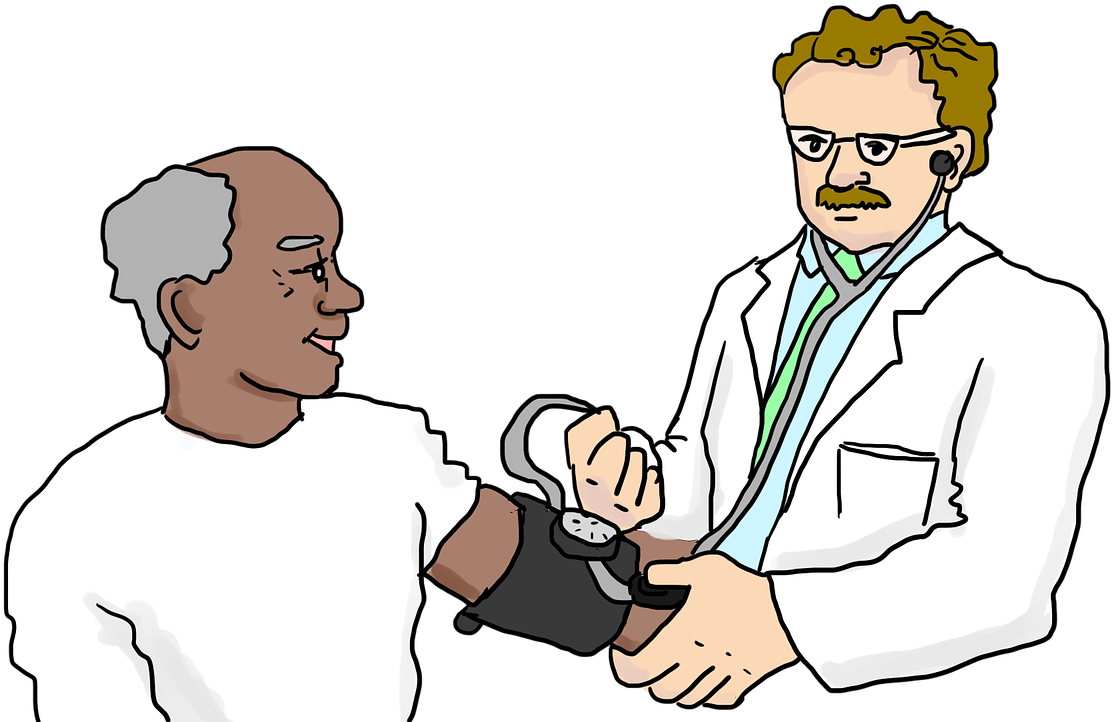 A Man In A White Coat Holding A Man's Hand