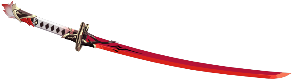 A Red Sword With Black Lines