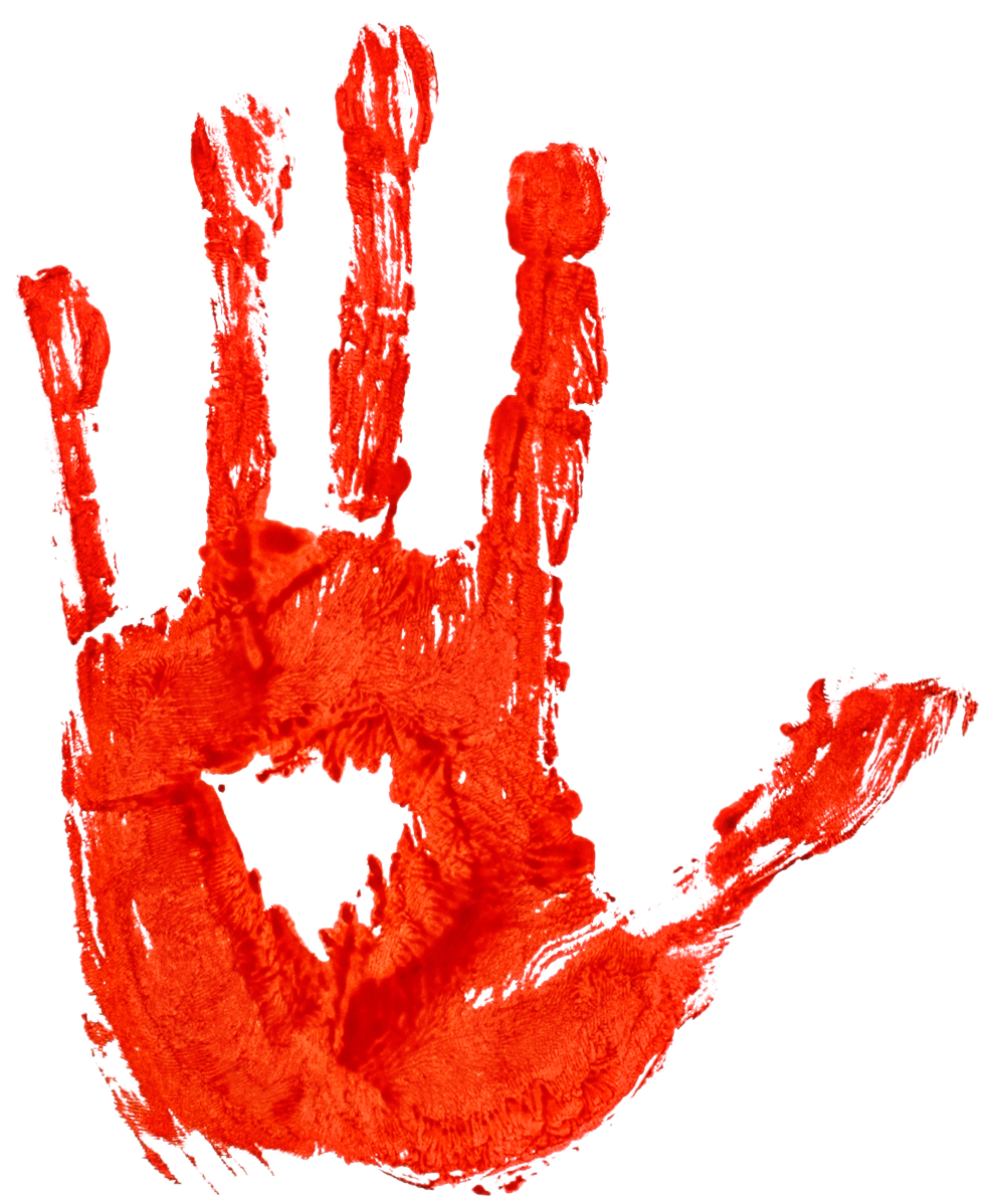 A Red Hand Print On A Black Background