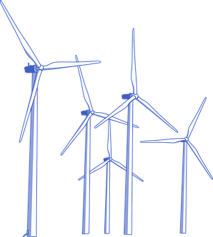 A Group Of Windmills In The Dark
