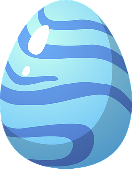 A Blue And White Striped Egg