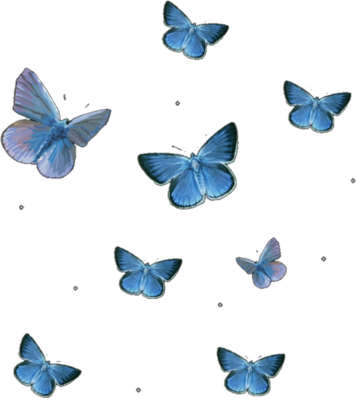 A Group Of Blue Butterflies On A Black Background