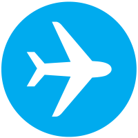 A Blue Circle With A Black Plane In The Middle