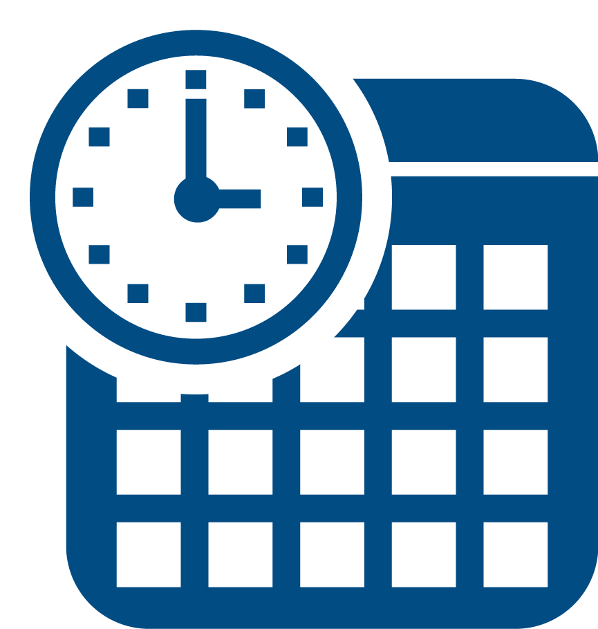 A Blue And White Clock And A Calendar