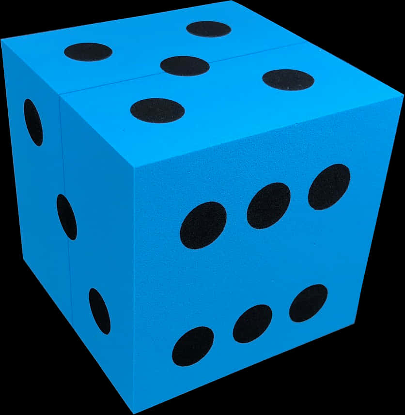 A Blue Dice With Black Dots