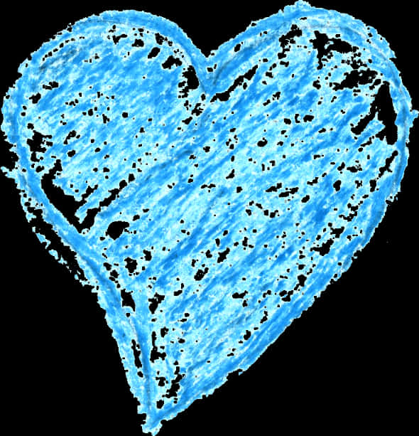 A Blue Heart Drawn With Crayons