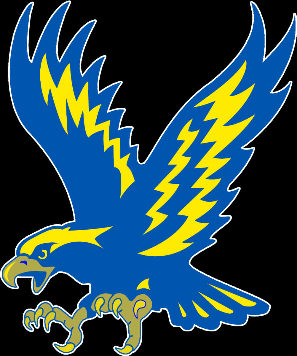 A Blue And Yellow Eagle With Claws