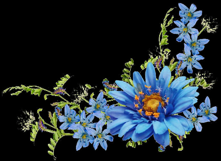 Blue Floral Png Photos - Transparent Blue Flower Border Png, Png Download